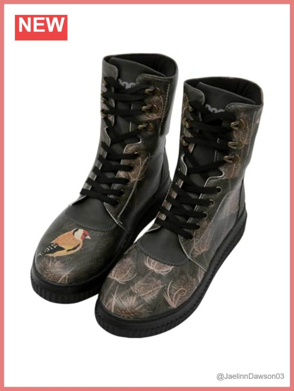 Vegan Leather Mid-Calf Platform Boots Lace-Up Water Resistant